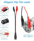 Dual alligator clips for Universal Power Supply Adapter 120W With Adjustable DC Output 3.5V-24V, red positive, black negative.