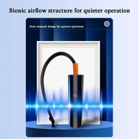 Bionic airflow structure of Top Notch Portable Tire Inflator With Quick Read Digital Gauge for quiet operation and efficiency.