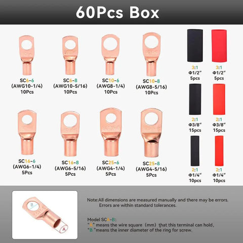 Beefy Heavy Duty Battery Cable Lug Crimping Tool With Cutter Rotatable Jaw Six Crimp Sizes image showing 60 copper terminals