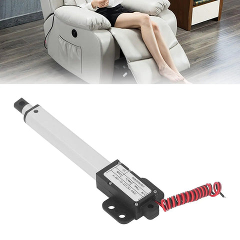 Top Tier 150N Electric Linear Actuator With 75mm Stroke And 12V Power for DIY ramps, featuring compact aluminum design.