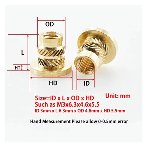 Threaded Insert Knurled Nuts M2 To M8 Brass Hot Melt Flange Nut For Plastic Projects With Metric Thread Easy Install Guide Design No Countersink Needed Smooth Surface