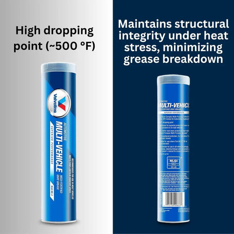 Front and back view of Multi Purpose Moly Grease For Bearings And Industrial Equipment EP Lithium Complex Water And Heat Resistant 2 Cartridges