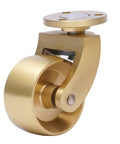Four Pack Vintage Solid Brass Swivel Caster Wheels Built Tough Heavy Duty Ball Bearing Furniture Casters With Mounting Plates close-up view of a single swivel caster wheel