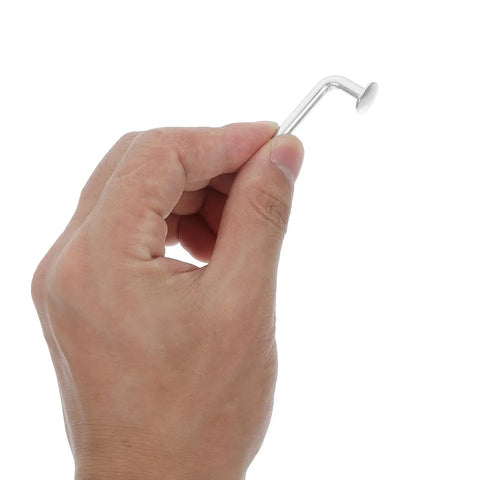 Hand holding Heavy Duty Galvanized M5 Pallet Rack Pin and Safety Bolt, durable and non-deformation design, silver, for warehouse shelving