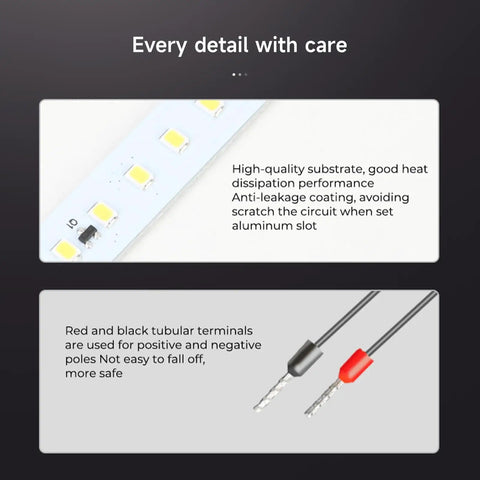 Ender 3 V3 SE LED Light Bar Kit showing LED strip with substrate and terminals for 3D printer lighting upgrade, no strobe.