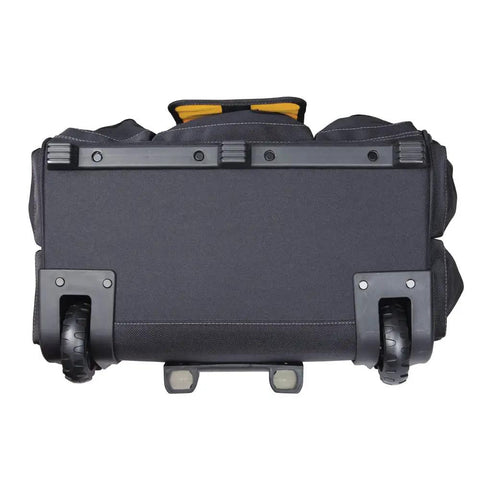 Bottom view of Lighted Roller Tool Bag With Built In LED Lights Heavy Duty Wheels Telescoping Handle Durable Design