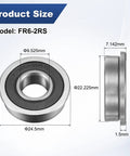 Product Size FR6-2RS flanged bearing, 3/8 in bore, 7/8 in OD, chrome steel for wheelbarrows and printers