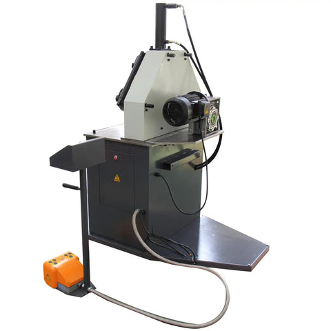 Kaka Industrial Heavy Duty Hydraulic Roll Bending Machine, 2 In Flat Bar Square Tube Round Pipe Profile Bender with motor side view.