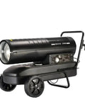 Portable High Output 37KW Industrial Diesel Air Fan Heater With Smart Remote Control on wheels for easy mobility.