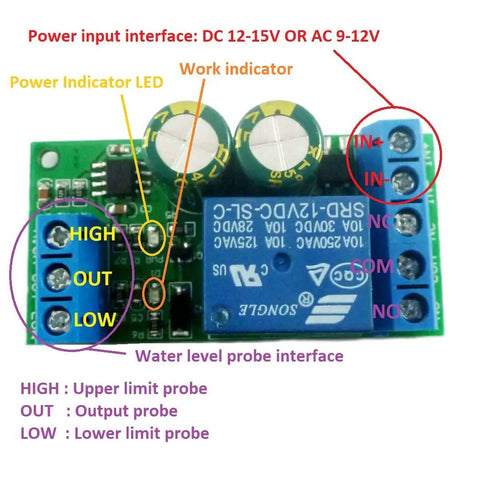 No Fuss Plug And Play Water Level Controller Module 12V DC AC Auto And Manual Mode circuit board with indicators