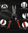 12 Inch Aviation Snips For Long Straight Cuts In Tin And Metal Sheets Heavy Duty CR MO Metal Cutters with highlighted features