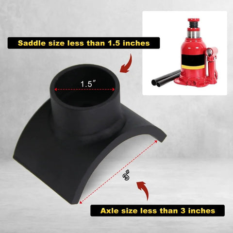 3 Inch Lifting Axle Saddle Adapter For Bottle Jack And Floor Jack, beefy pro-grade steel construction with black finish, front view