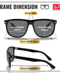 RB4147 Square Sunglasses For Men With Non Polarized Gray Lenses Modern Edge Frame Built For Everyday Style, dimension details