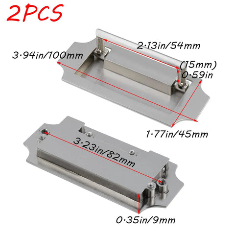 Two Pack Hidden Drawer Ring Pull Handles Set Premium Zinc Alloy With Mounting Screws Flush Mount 82mm Hole Spacing 100mm By 45mm