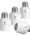 Outdoor Dusk To Dawn Light Socket Adapter With Photocell Sensor For Auto On Off Porch Lighting E26 E27 4 Pack, front view