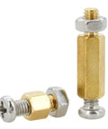 Brass Hex Screw Nut Kit For PC Builds M2 To M6 Standoffs Spacers And Mounting Brackets Ideal For Motherboards And Rack Boards Includes 3 To 10 Pieces Of Threaded Nuts And Copper Brass Inserts. Brass hex standoff nuts and spacers shown on white background
