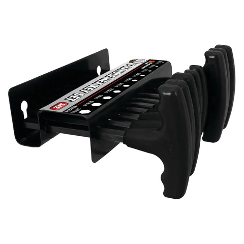 SAE T Handle Allen Wrench Set By Performance Tool 10 Piece Long Arm Hex Keys With Heat Treated Alloy Steel Shafts on storage tray