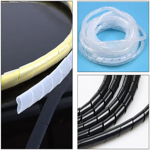 Spiral Cable Wrap 20 Ft 1/2 Inch Flexible Cable Sleeve for Computer Cables Power Cords and Audio Video Cables White Durable PE Material