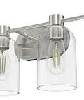 Lochemeade 4-Light Brushed Nickel Vanity Light with Seeded Glass Shades, medium size, modern design, steel or aluminum