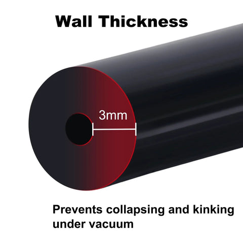 Silicone Vacuum Hose Kit For Car Mods, 5 Ft Each, 4 Pack, shown 3mm wall thickness preventing kinks