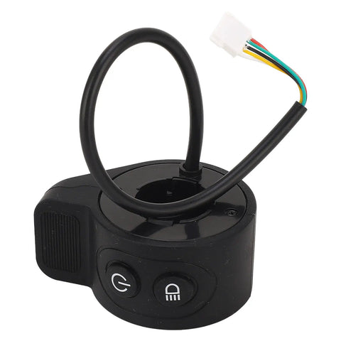 Electric Scooter Thumb Throttle Wireless Ready Compatible Accelerator Switch With Ultra Sensitive Speed Control And Textured Grip ABS Replacement Part For Adults To Amp Up Your Ride With Smooth Acceleration And Safer Handling, black round module with buttons and wiring