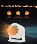 Compact Portable Space Heater With 400W Or 600W Power For Indoor Use 120 Degree Adjustable Swing Dual Heat Settings Overheat Protection
