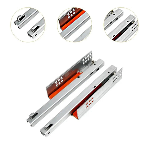 2 Pack Beefy Heavy Duty Metal Drawer Slides with Ball Bearing Rails Smooth Quiet Operation Precise Rails and Safety Mechanism for Large Loads For Keyboard Wardrobe Cabinet Or Toolbox Drawers Wood Or Steel, metal drawer slides
