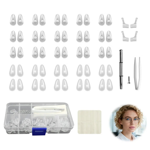 Eyeglasses And Sunglasses Repair Kit With Screws Nose Pads Magnetic Screw Assortment Precision Screwdrivers Angled Tweezers