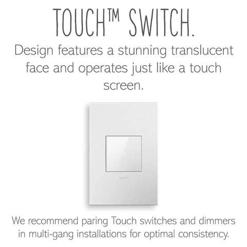 White In Wall Touch Switch With Iphone Style Tap Control Smart Light On Off Installs In Minutes In A Standard Electrical Box No Fuss Wiring Pairs With Standard Wall Plate Cover For A Clean Modern Look