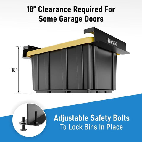 Heavy Duty Connectable Ceiling Garage Storage Rack System with Metal Rails Built Tough Expandable Shelving for Workshop