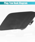 Close-up of a Toyota Prius 2016-2018 front bumper tow hook cover, left view, durable ABS plastic, OE 5212847906/5212747907