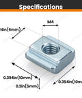 Must Have 50 Pack M4 Sliding T Nuts For 2020 2040 2060 Aluminum Extrusion Zinc Plated Blue White Finish V Slot And T Slot Compatible Fasteners