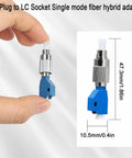 Person holding FC To LC Hybrid Fiber Optic Adapter Easy Swap Singlemode 9 125 Micron FC UPC Male To LC UPC Female Converter