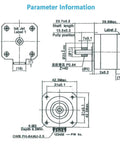 Technical drawing of Dope 42-40 Stepper Motor With Extruder Gear for 3D Printers, showing dimensions and specifications.