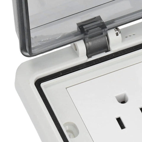 Built Tough Heavy Duty US Standard Waterproof Electrical Socket 127V 15A Industrial IP66 Outlet with protective covering.