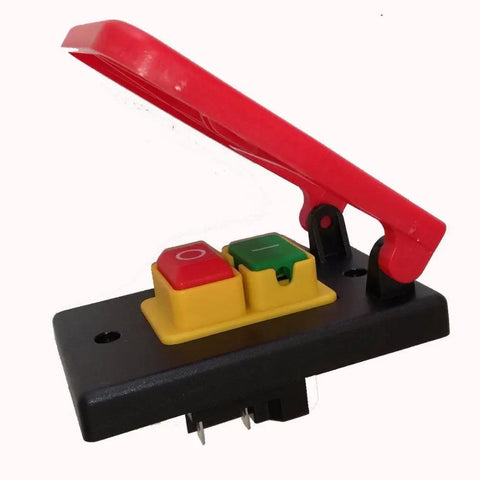 Heavy Hitter Industrial Electromagnetic Push Button Switch With Safety Emergency Cover For Table Saws And Planers Pro Shop Grade 120V 16A paddle control with red safety guard.