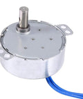 Two Pack Synchronous AC Motor 50 60 Hz 100 To 127 Volt 4 Watt 5 To 6 RPM CCW And CW, close-up of motor casing and blue wire