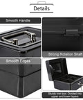 Details of Compact Lock Box For Cash And Jewelry Storage, Lockable Small Black Safe with six compartments and smooth edges