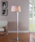 60 Inch Urban Modern Floor Lamp With Chrome Finish Space Saver Bridge And Drum Shade For Living Room Or Office Rock Solid Weighted Base
