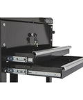 Close-up of 28 Inch Two Drawer Tool Cart With Locking Top And Smooth Rolling Ball Bearing Slides, 350 Pound Capacity, Pro Grade Heavy Duty Mobile Toolbox For Shop Or Garage, Sturdy Steel Construction And Easy Access.
