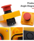 Product Angle Diagram of Emergency Stop Push Button Switch 1NO1NC 660V 10A Red With Box Industrial Grade 22mm Panel Mount