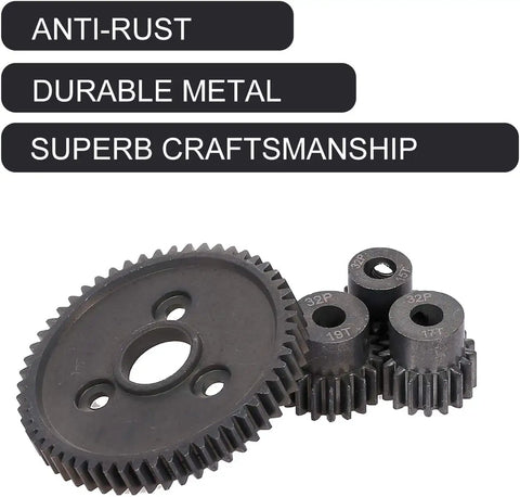 Traxxas Compatible RC Metal Spur Gear Set 54T 32P With 15T 17T 19T Pinions 5.0mm Bore And 3.175mm Coupler Replacement Gear Kit