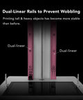 Close-up of Sonic Mighty 4K Resin 3D Printer dual-linear rails, enhancing stability for tabletop resin printer.