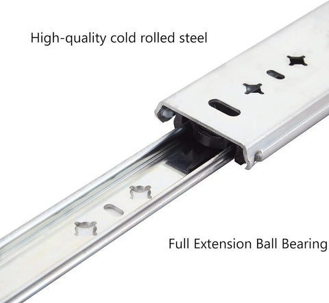 36 Inch Beefy Heavy Duty Drawer Slides 260 Lb Full Extension Stainless Steel Ball Bearing Side Mount Rails For Kitchen Cabinets Undermount Storage Furniture And Commercial Industrial Use cold rolled steel full extension ball bearing