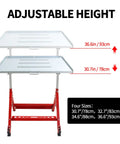 Heavy Duty Welding Table With 400 Lb Capacity, Folding Workbench 31x23 In showing adjustable height from 30.7 to 36.6 inches