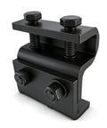 Beefy Channel Trolley Track Hanger Bracket For I-Beams And 1-5/8 Inch Strut Channel, rust-resistant black steel close-up