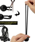 24 Piece Ball Bungee Cords Set Heavy Duty Tarp Ball Cords With 4mm Elastic showing cutting and knotting options