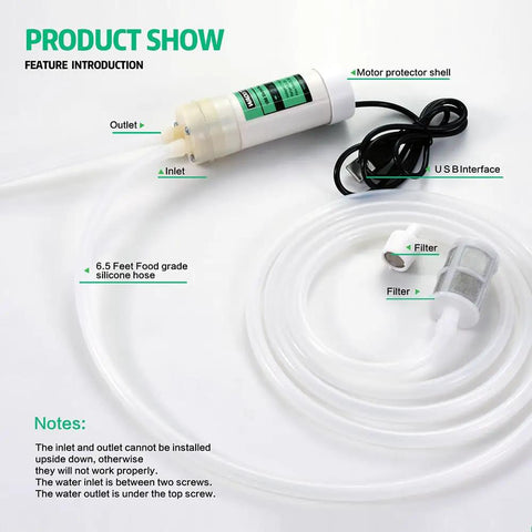 USB Powered Siphon Pump For Home Brewing And Beverage Transfer, Self Priming, 5V with 6.5-Foot Food Grade Hose and top switch