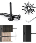 10 Pair Black Cable Railing Kit With Invisible One Eighth Inch Swage Tensioners And Hidden Thin Head Terminals In Stainless Steel For 2 By 2 And 4 By 4 Wood Posts Deck And Stairs Meets Code With Clean Hidden Ends components including tensioners, terminals, and wrench.