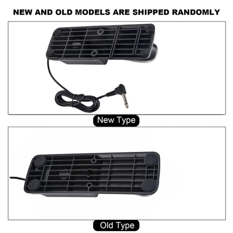 Universal Keyboard Sustain Pedal For Digital Pianos, top view showing both new and old types with slip-proof rubber base features.